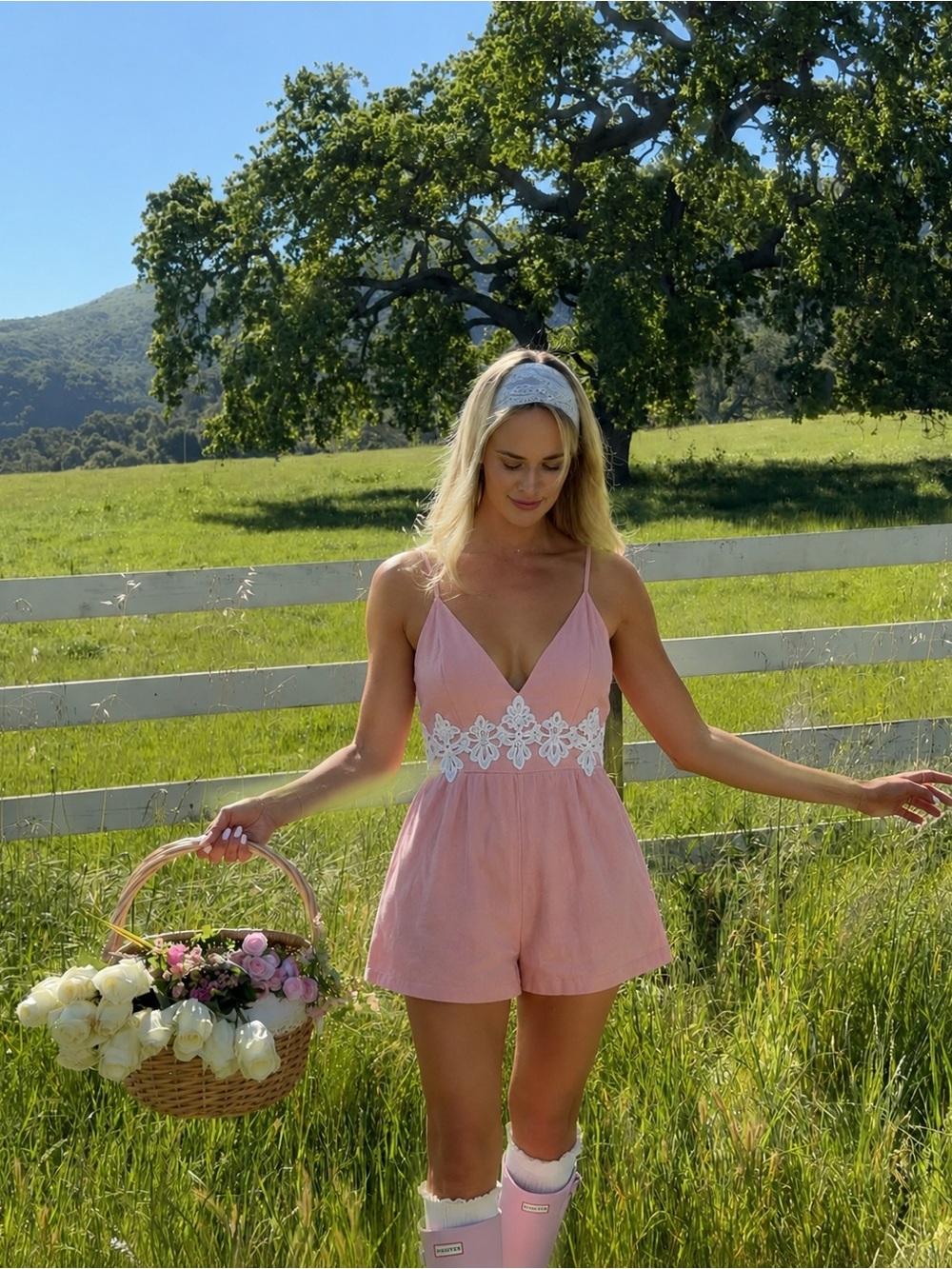 Sabo Skirt Blush Pink Lace Trim Romper | Boho V-Neck Cami Playsuit | Size S